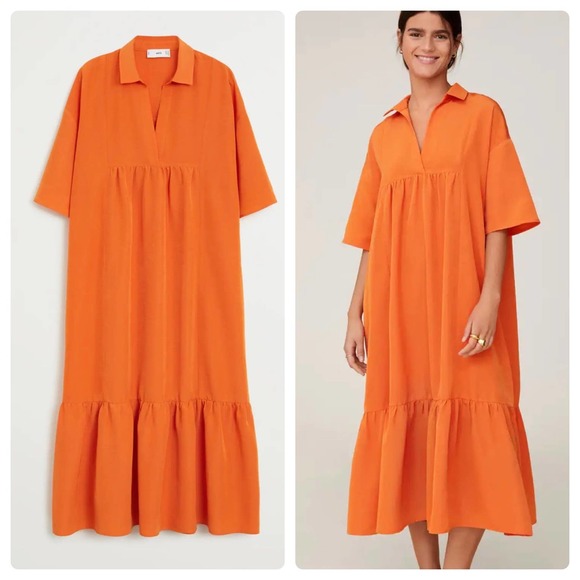 Mango Dresses Mango Orange Shirt Dress New Poshmark